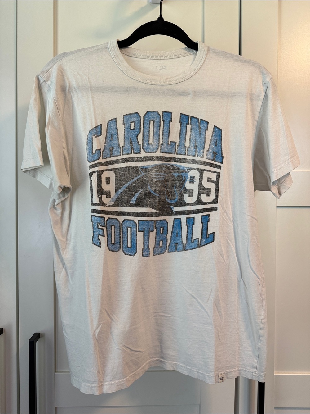 NFL Carolina Panthers White Short Sleeve Team Tee with Blue Logo